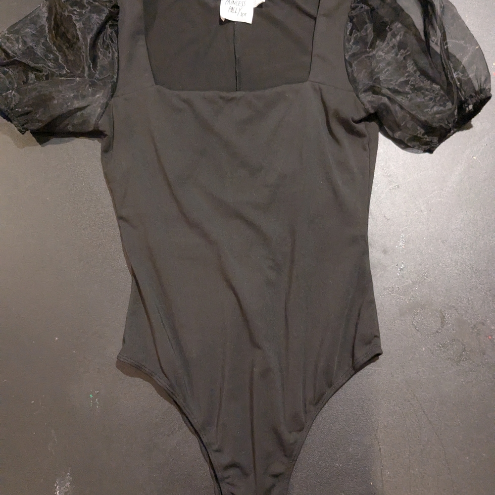 Princess Polly Black Bodysuit with Sheer Sleeves